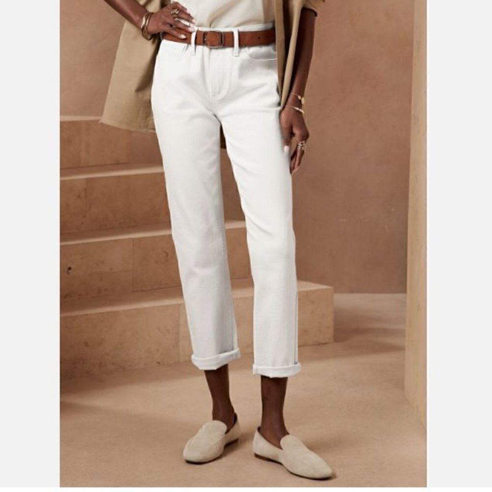 Banana Republic Low-Rise Relaxed Girlfriend Ankle Jeans White Size 28/6 NWT $90